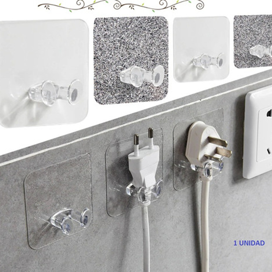 2 Perchas De Pared Extra Fuerte Adhesivo Transparente Colgar 2