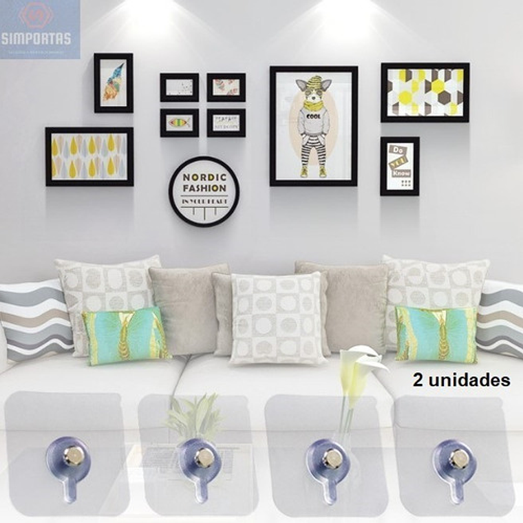 2 Perchas De Pared Extra Fuerte Adhesivo Transparente Colgar 14