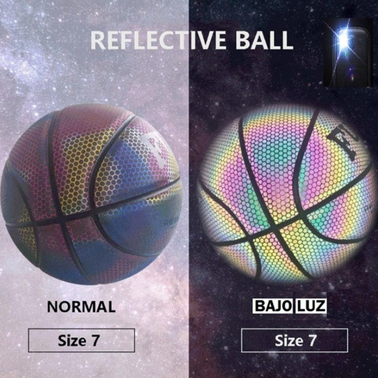 Balón Basketball Holográfico Reflectante Cámara Deporte Flex 5
