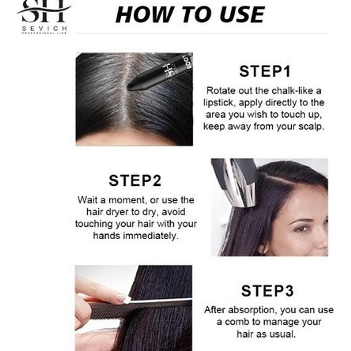 Tinte Lápiz Para Raíces Y Canas Instantáneo Con Goma Sevich 6