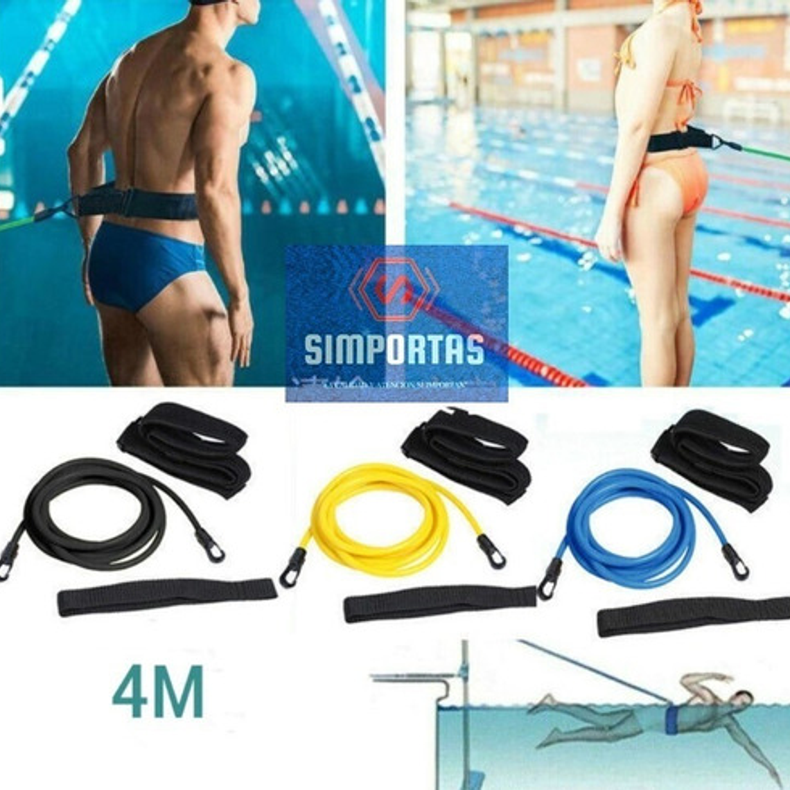 Cinturón De Resistencia Natación Entrenamiento 4m Santiago 20