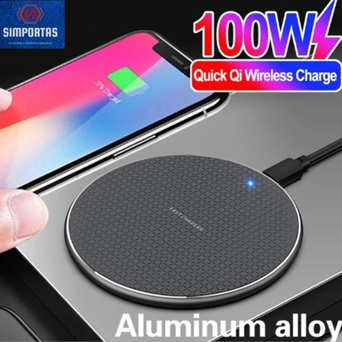 Cargador Qi Rápido Wireless Único De 30w Teléfono C/ Cable 3