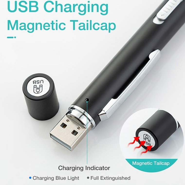 Linterna Médica Reflejos Carga Usb 2 Luces Clip Santiago 9