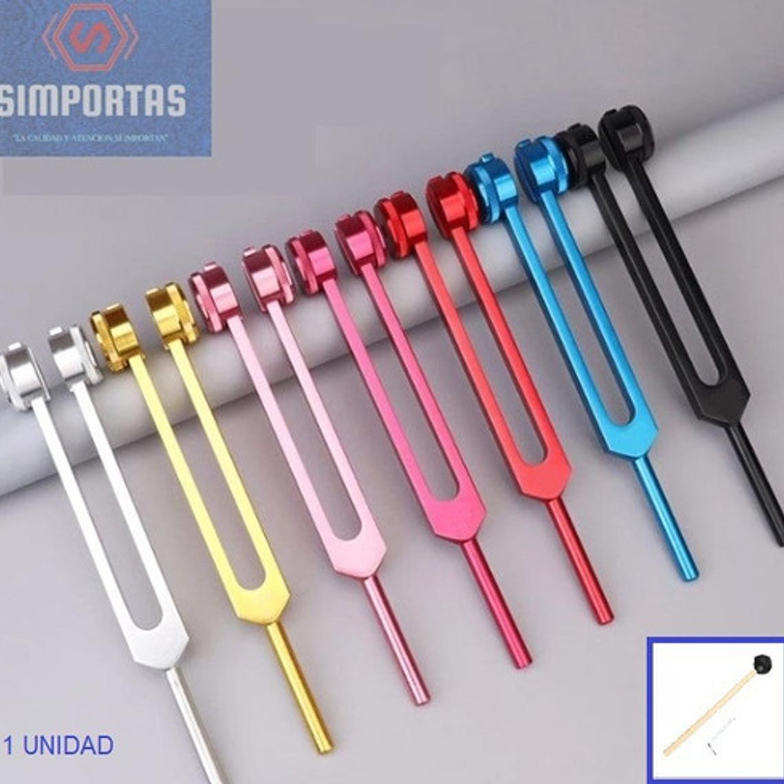 Kit Diapason Medico + Mazo Frecuencia Examen Reflejo 528 Hz 22
