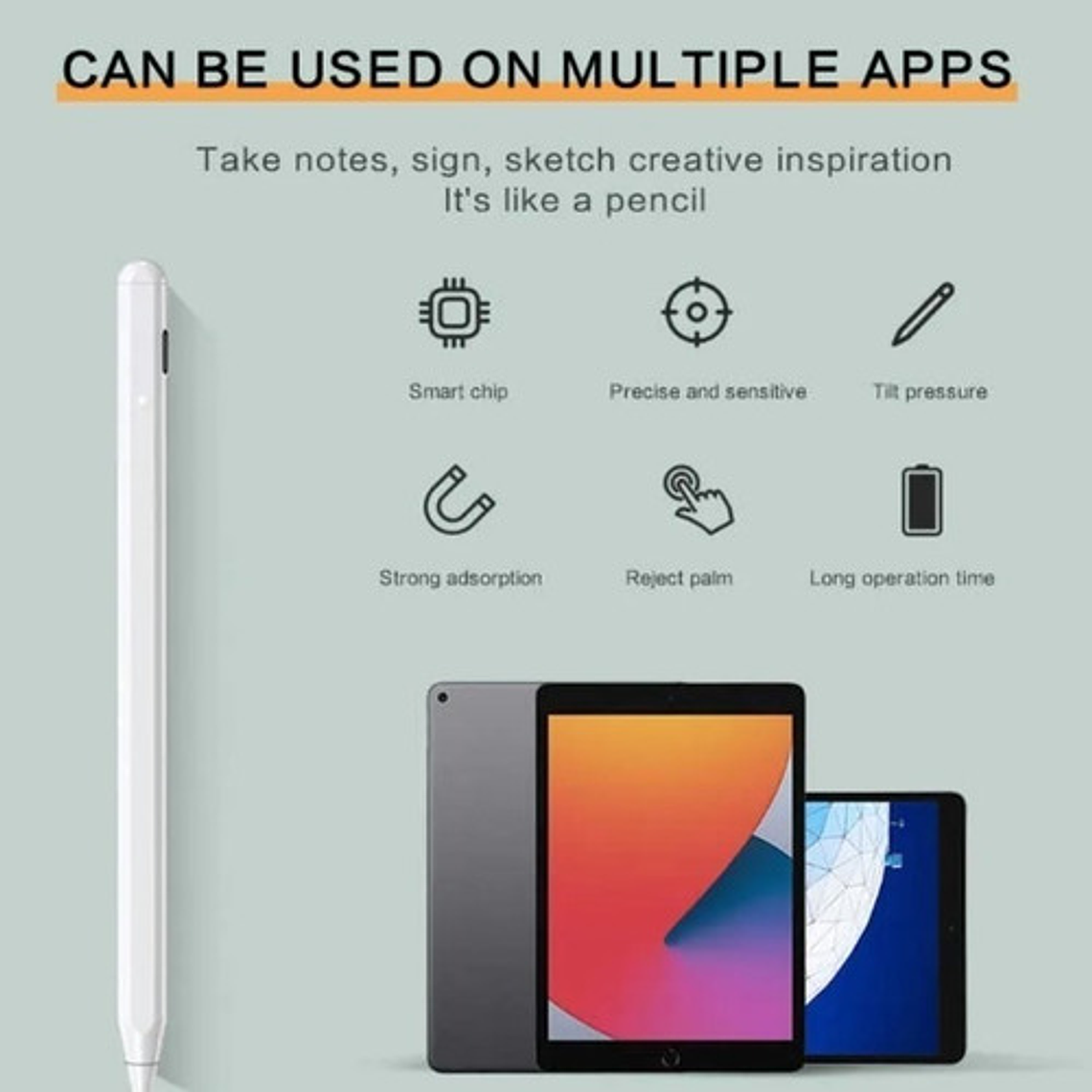 Lápiz Pencil Óptico Para iPad Con Rechazo Palma Precisión  4