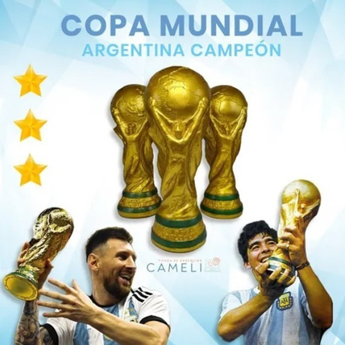 Copa Del Mundo Trofeo Real 37 Cm 3d Made In Argentina  3