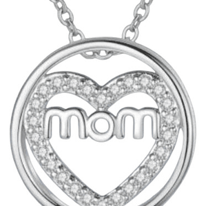 Collar Mamá Corazón Mom En Anillo Ring Piedras Calidad