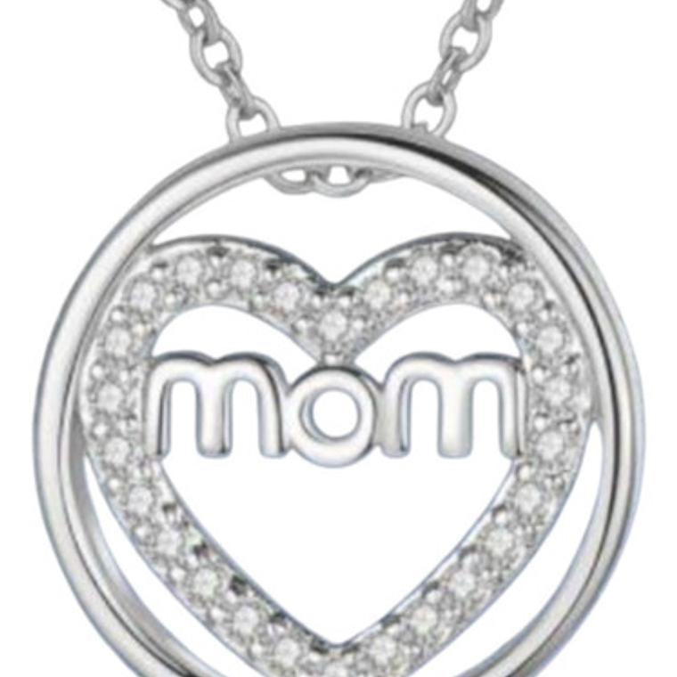 Collar Mamá Corazón Mom En Anillo Ring Piedras Calidad 1