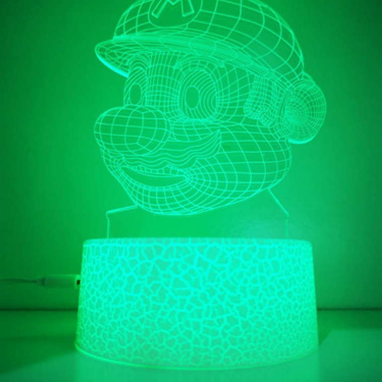 Lámpara Súper Mario Bross 3d Control Remoto Único Base Crack 5