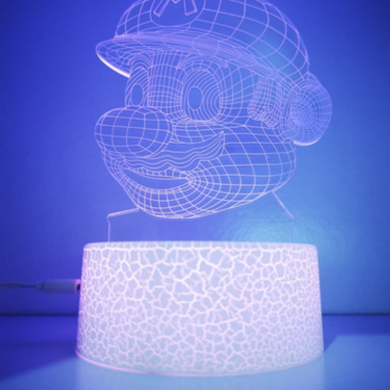 Lámpara Súper Mario Bross 3d Control Remoto Único Base Crack 7