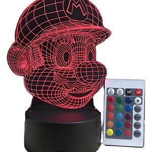 Lámpara Súper Mario Bross Visual 3d Con Control Remoto Color