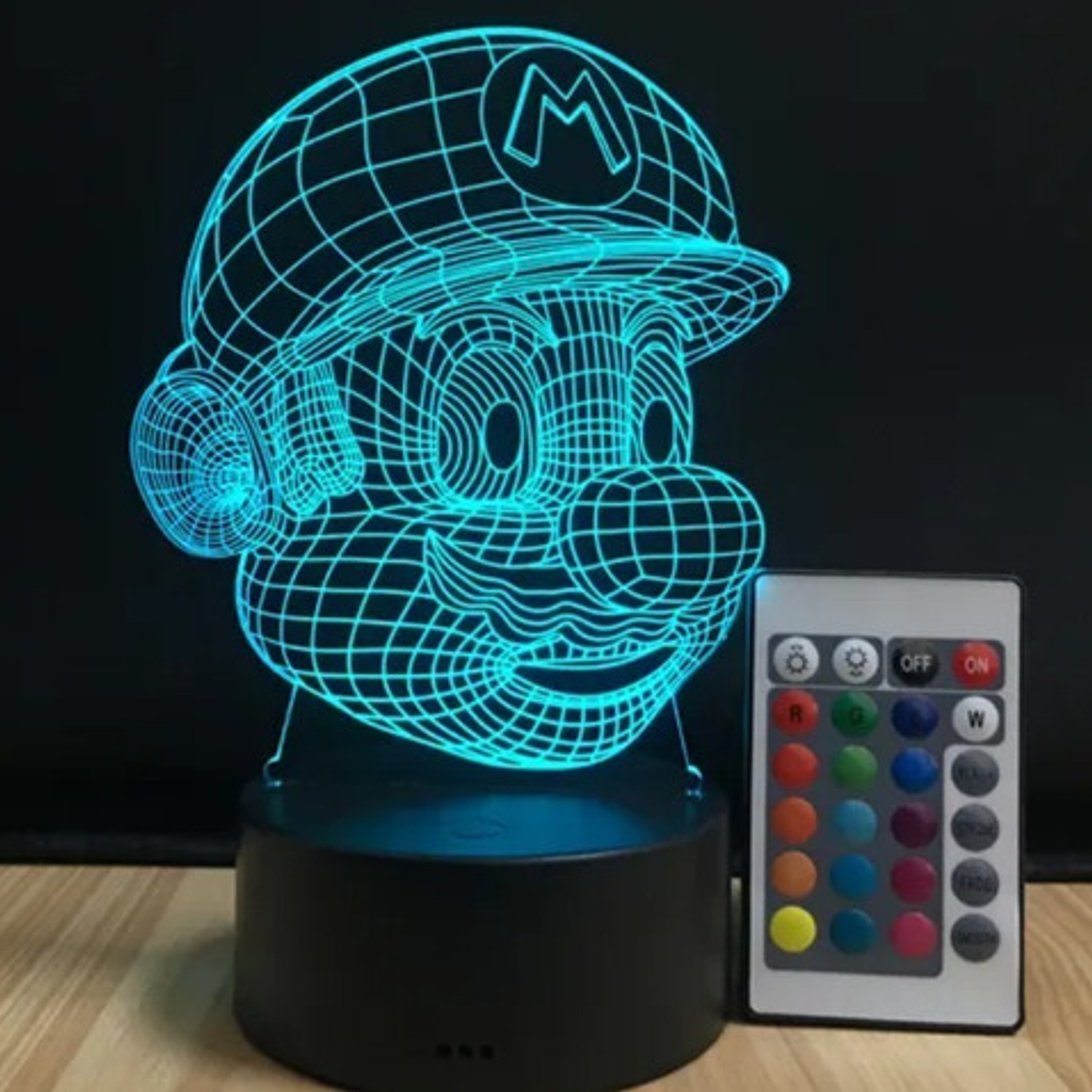 Lámpara Súper Mario Bross Visual 3d Con Control Remoto Color 3