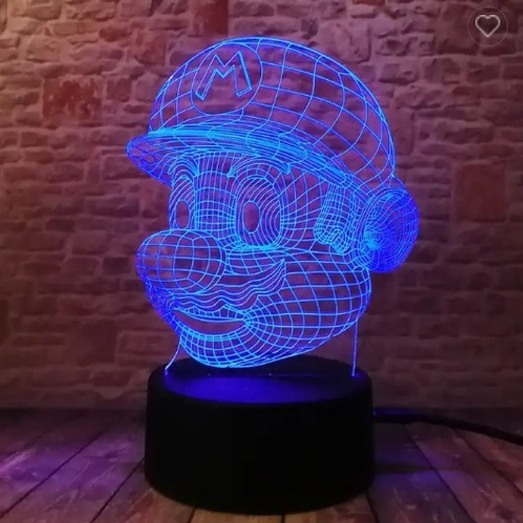 Lámpara Súper Mario Bross Visual 3d Con Control Remoto Color 4