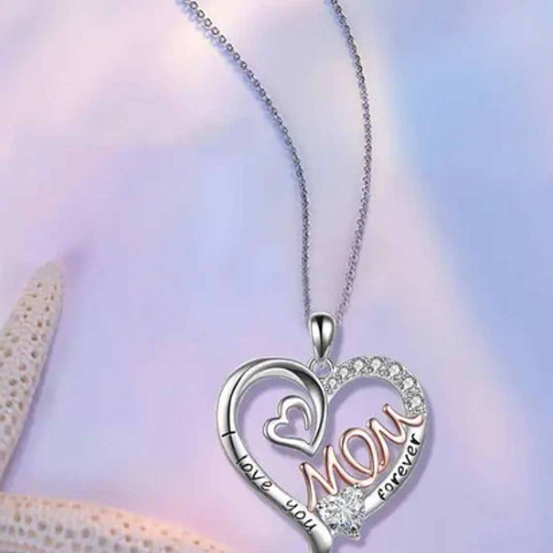 Collar Mamá Corazón I Love U Forever Cristales Calidad 3