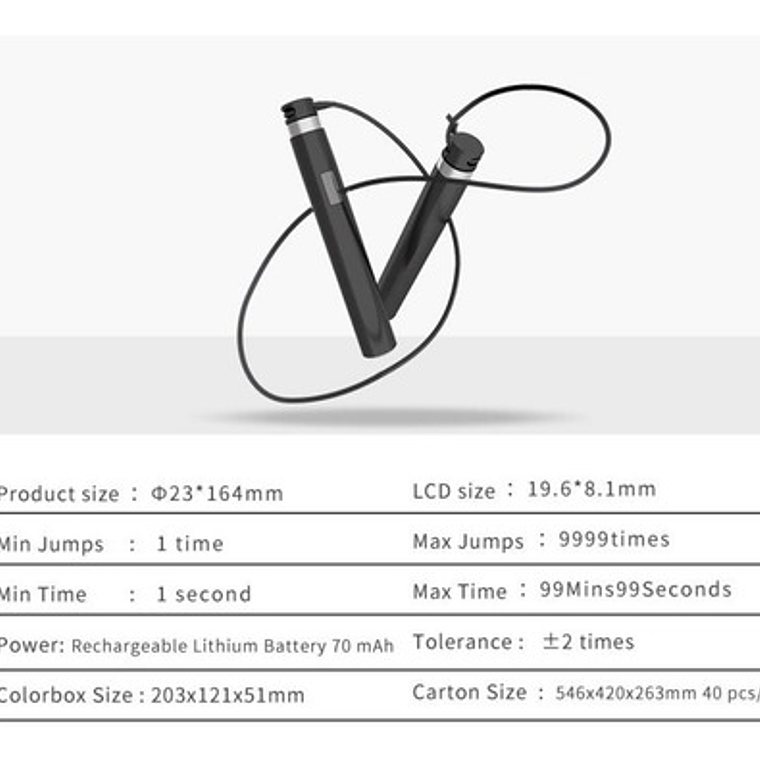 Cuerda De Saltar Inteligente Única Usb Registro App En Caja  9