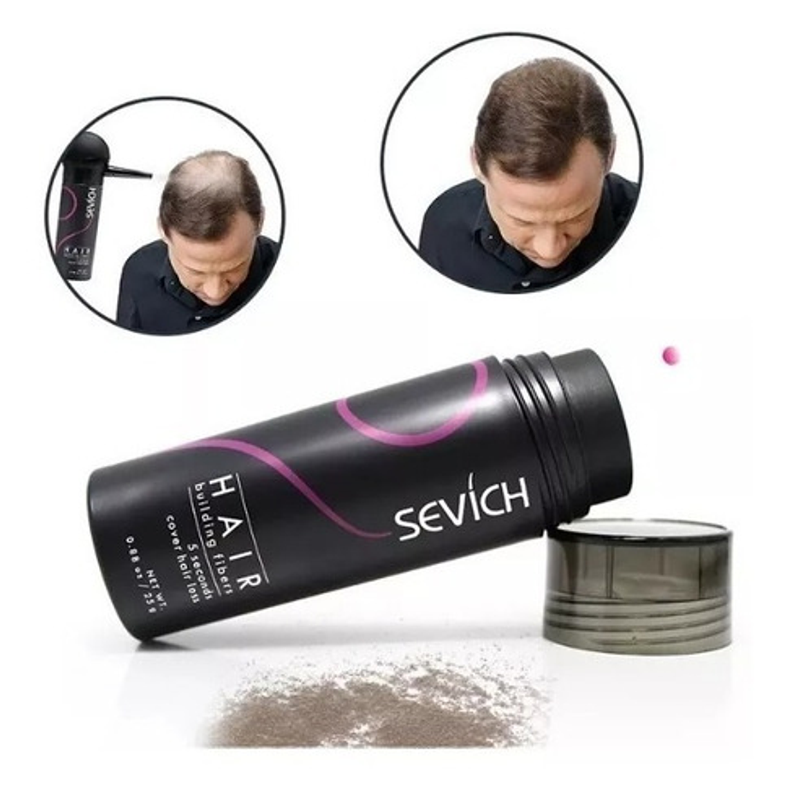 Fibras Sevich Naturales Relleno Calvicie Colores 25g Stgo. 12