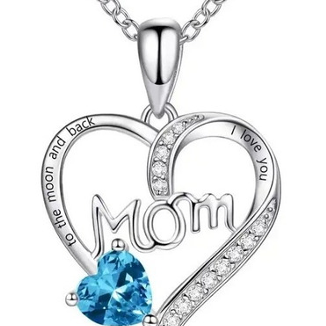 Collar Mamá Corazón Hasta La Luna Cristal Colores Calidad 3