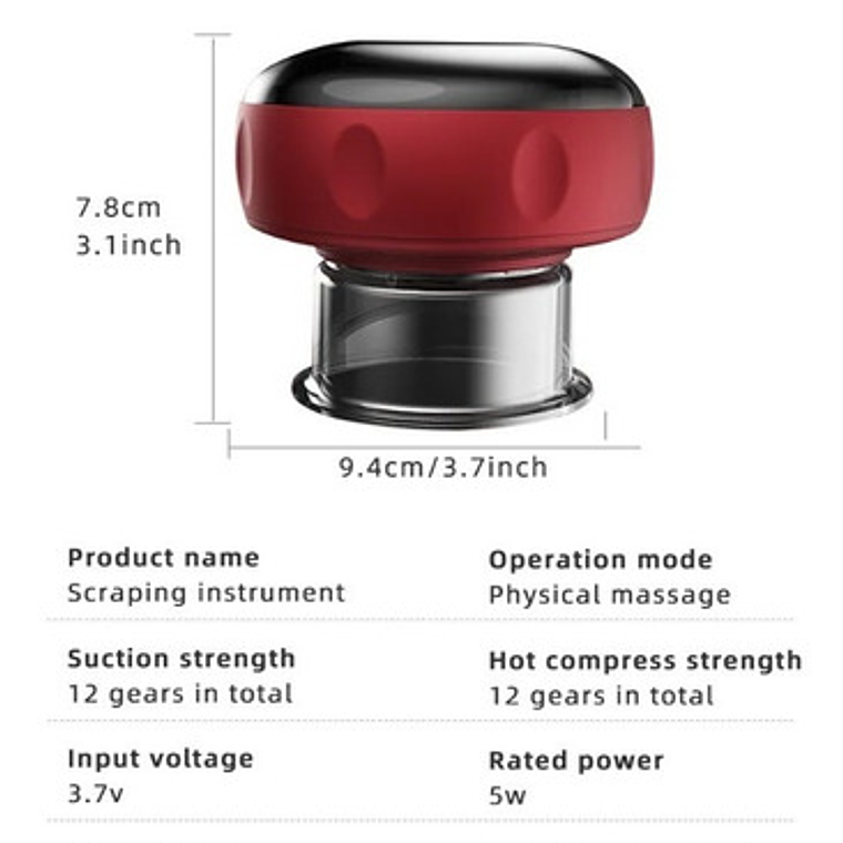 Ventosa Recargable Con Calor Masaje Única 12 Niveles Usb 18