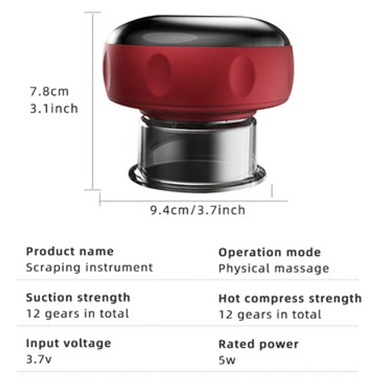 Ventosa Recargable Con Calor Masaje Única 12 Niveles Usb 30