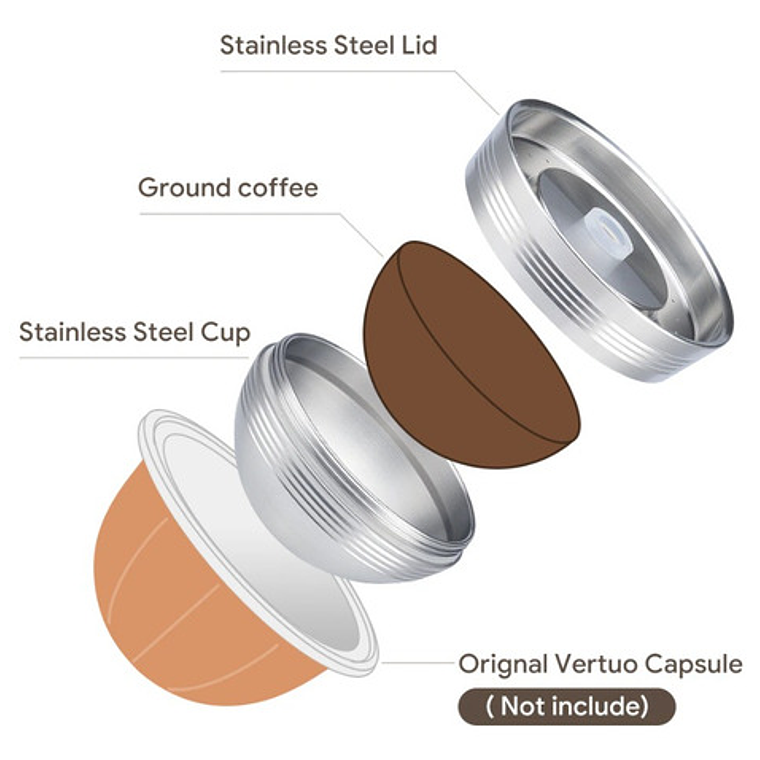 Cápsula Reutilizable Acero Para Nespresso Vertuo Nuevo M 3