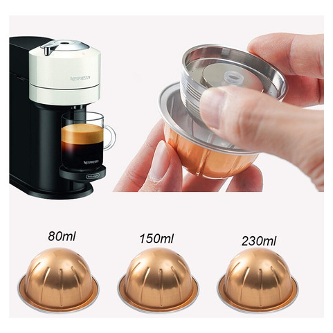 Cápsula Reutilizable Acero Para Nespresso Vertuo Nuevo M 8