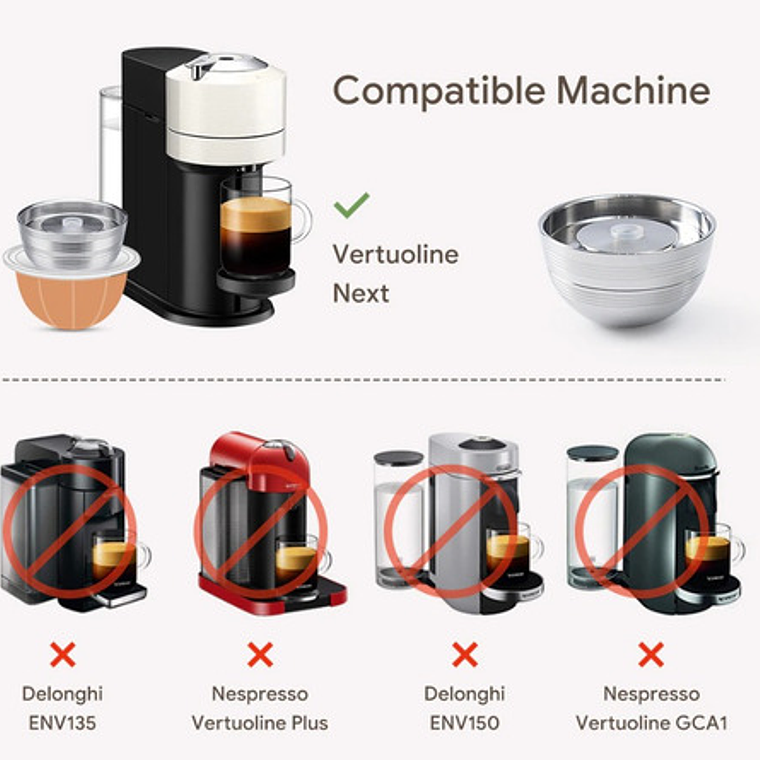 Cápsula Reutilizable Acero Para Nespresso Vertuo Nuevo M 10