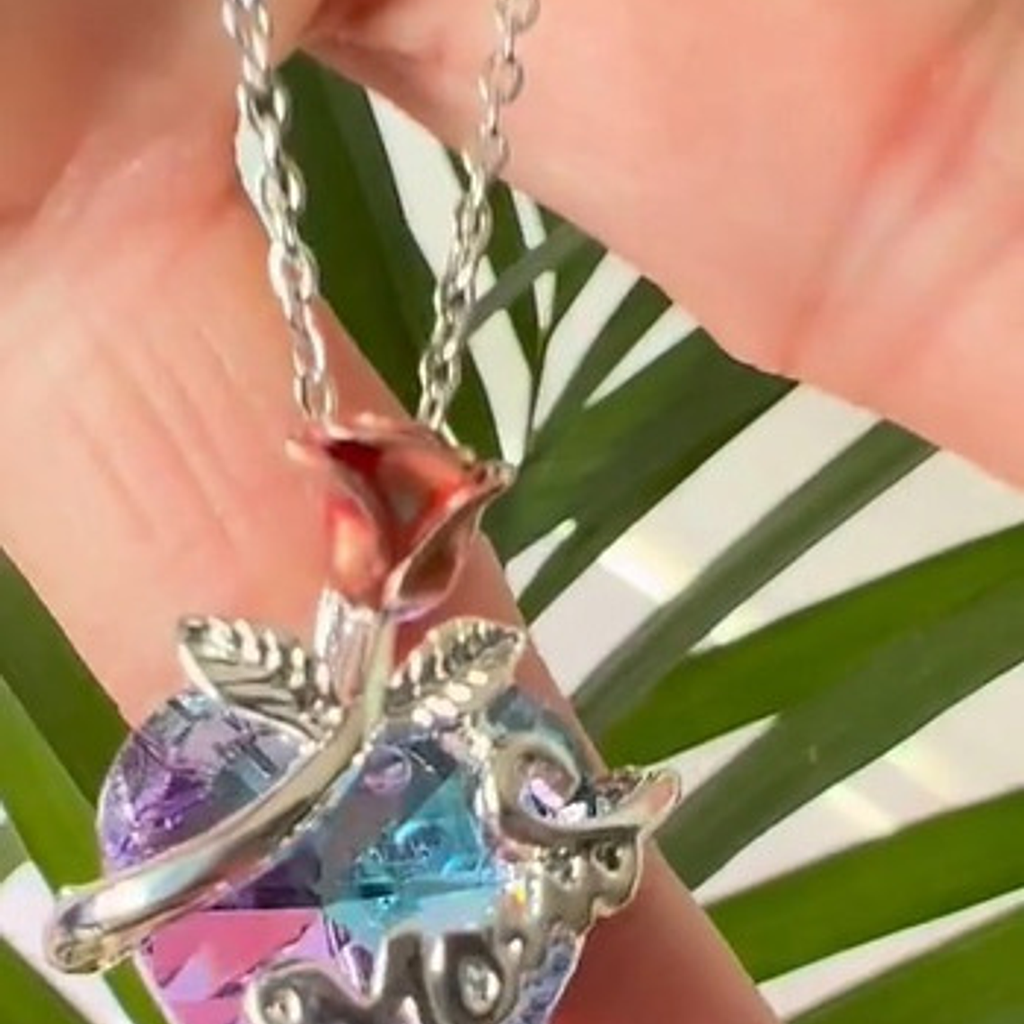 Collar Mamá Cristal Corazón Morada Abrazada Regalo Calidad 3