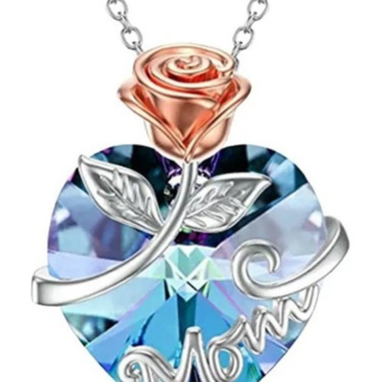 Collar Mamá Cristal Corazón Morada Abrazada Regalo Calidad 4