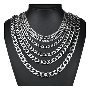 Cadena Estilo Cubano Collar De Acero Inoxidable Medidas Stgo