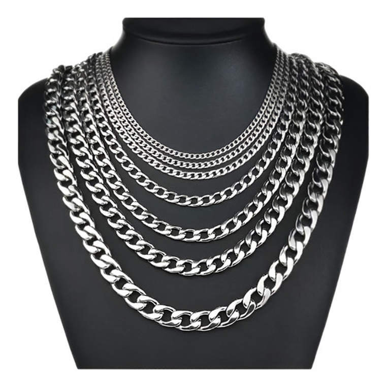Cadena Estilo Cubano Collar De Acero Inoxidable Medidas Stgo 1
