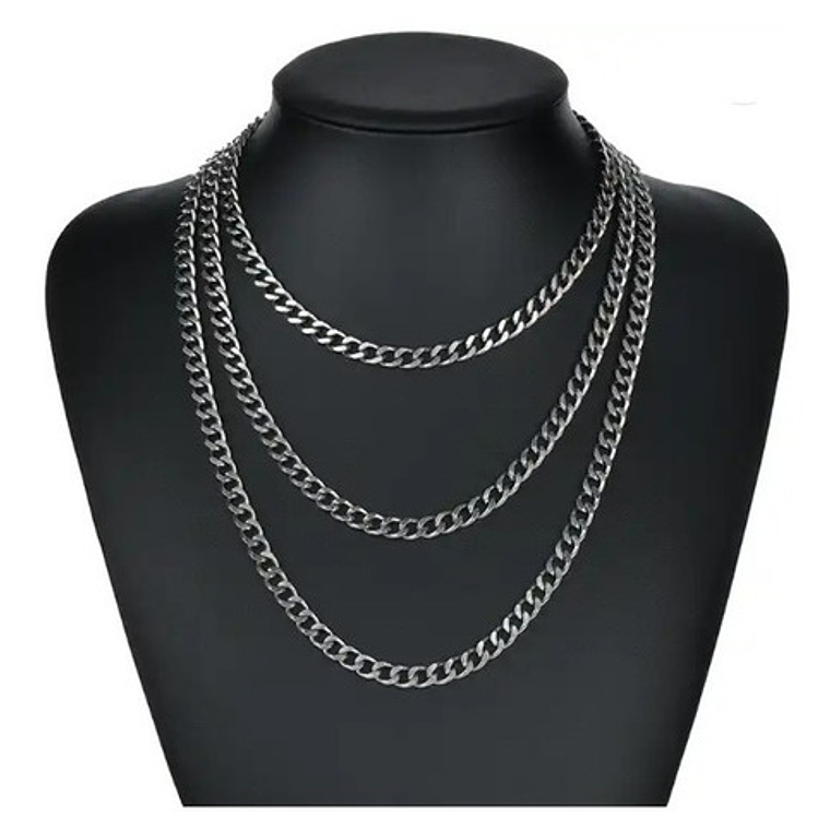 Cadena Estilo Cubano Collar De Acero Inoxidable Medidas Stgo 5