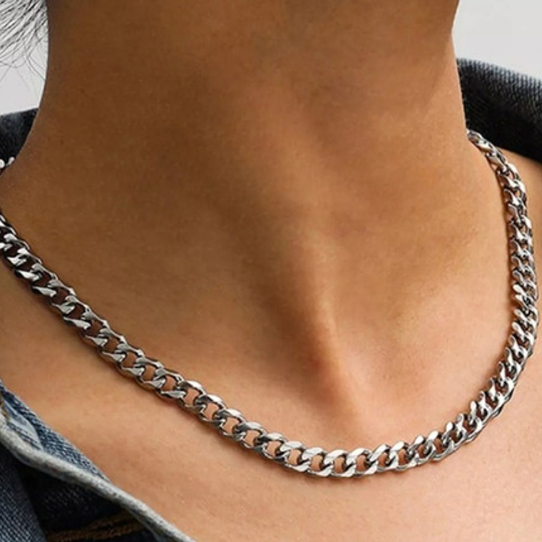 Cadena Estilo Cubano Collar De Acero Inoxidable Medidas Stgo 8