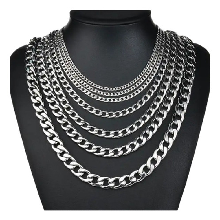 Cadena Estilo Cubano Collar De Acero Inoxidable Medidas Stgo 13