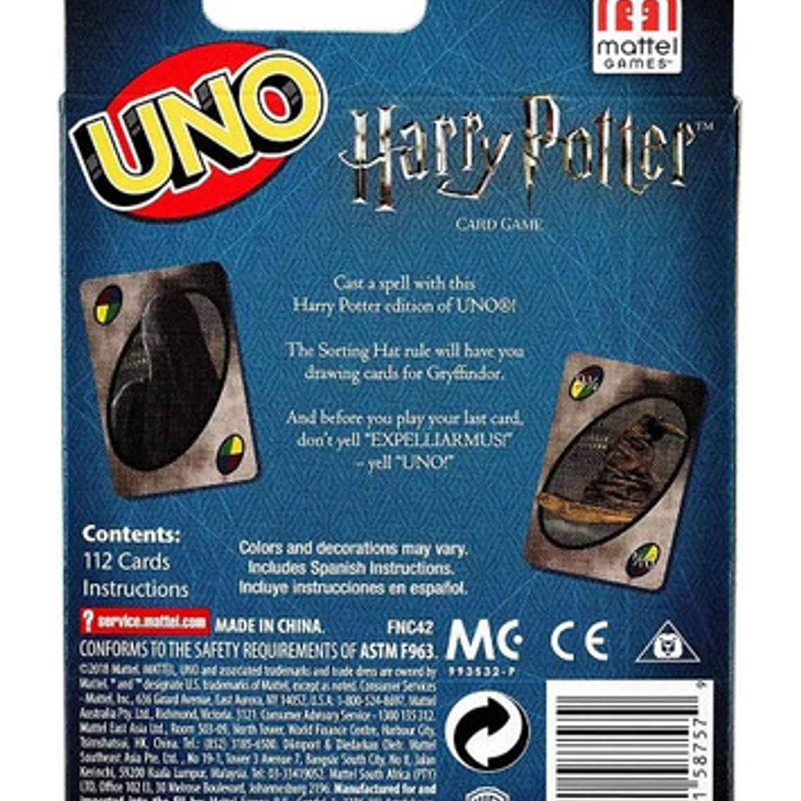 Juego De Carta Uno Diversión Harry Potter Multicolor Calidad 3