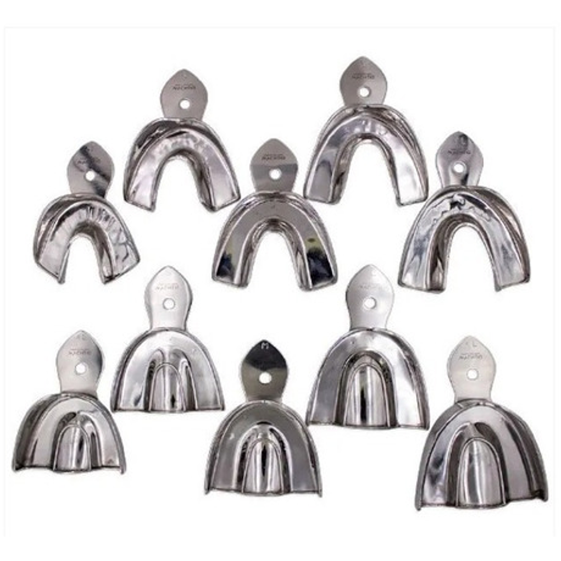 Cubetas Acero Dental Tipo Rom Lock 10u Set Completo Xs A Xl 4