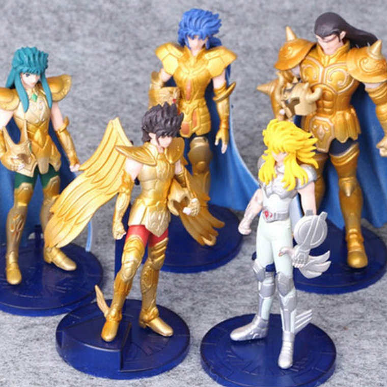 Set De 5 Figuras Caballeros Del Zodiaco Articulados Calidad 6