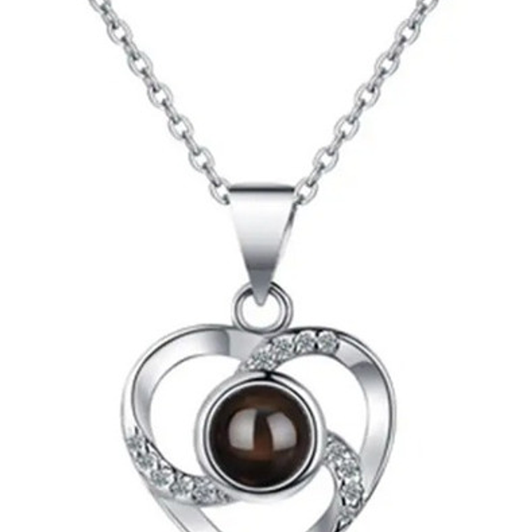 Collar Mamá Corazón Cristal Proyección Te Amo En 100 Idiomas 4