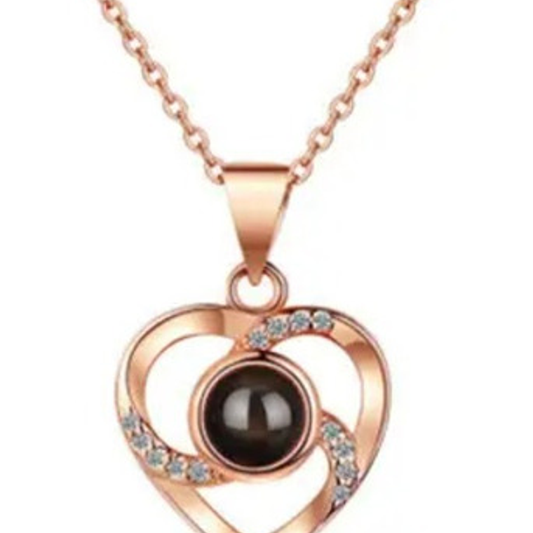 Collar Mamá Corazón Cristal Proyección Te Amo En 100 Idiomas 6