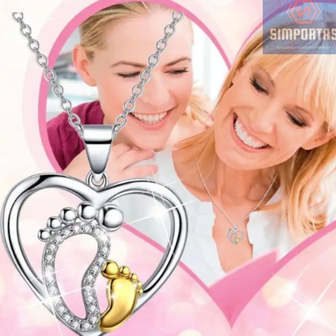 Collar Mamá Patitas Bebe Hijo Colgante Regalo Piedras Mujer 2