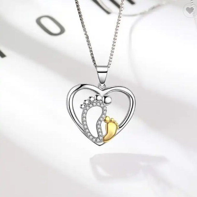 Collar Mamá Patitas Bebe Hijo Colgante Regalo Piedras Mujer 5