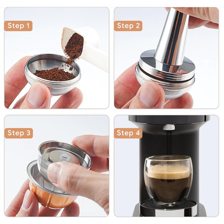 Cápsula Reutilizable Acero Para Nespresso Vertuo +apisonador 4