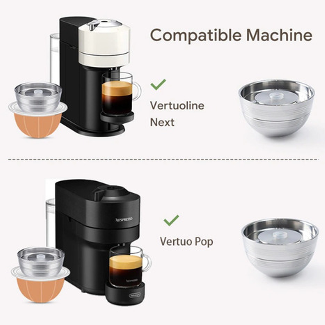 Cápsula Reutilizable Acero Para Nespresso Vertuo +apisonador 7