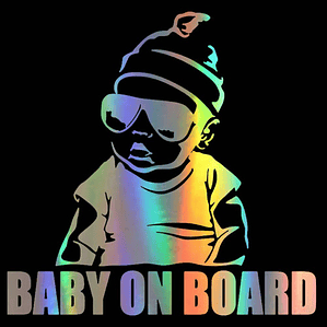 Sticker Autoadhesivo Baby Rap Holográfico Arcoiris Calidad