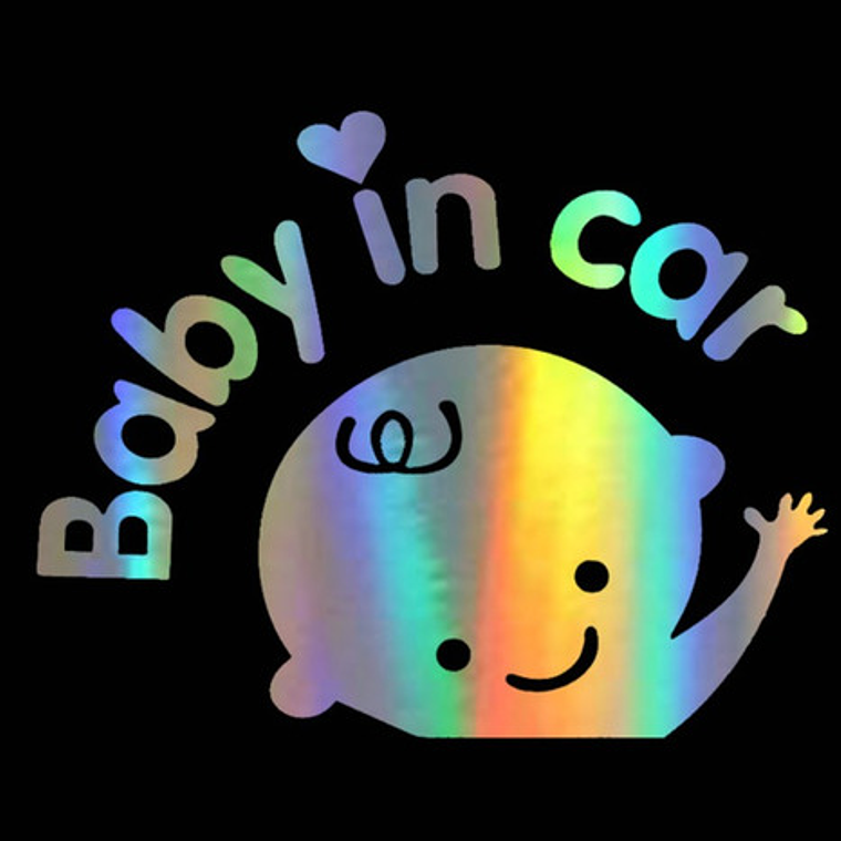 Sticker Autoadhesivo Baby In Car Holográfico Arcoiris  1