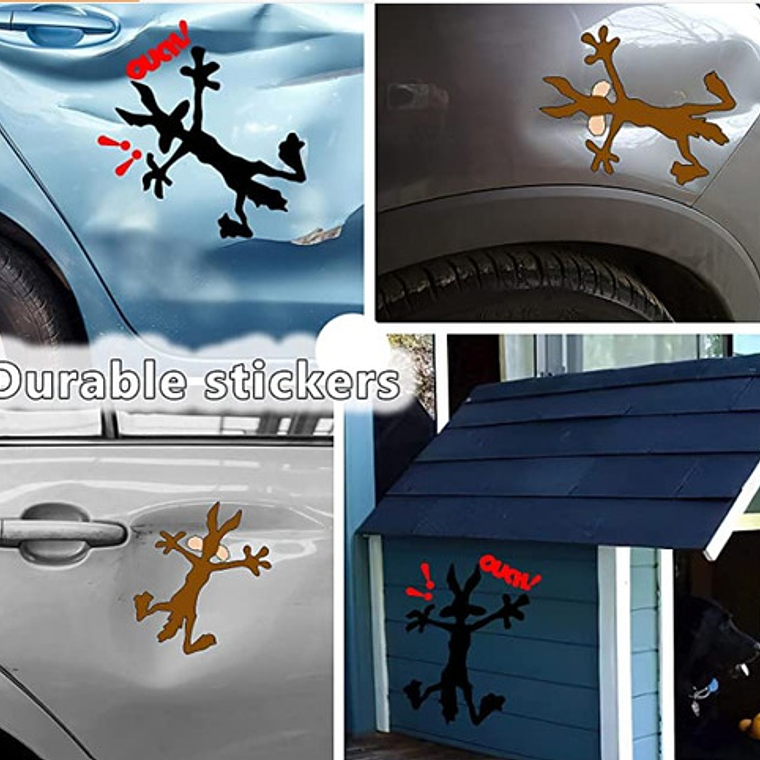 Pack 2 Stickers Autoadhesivos Coyote Del Correcaminos Auto 2