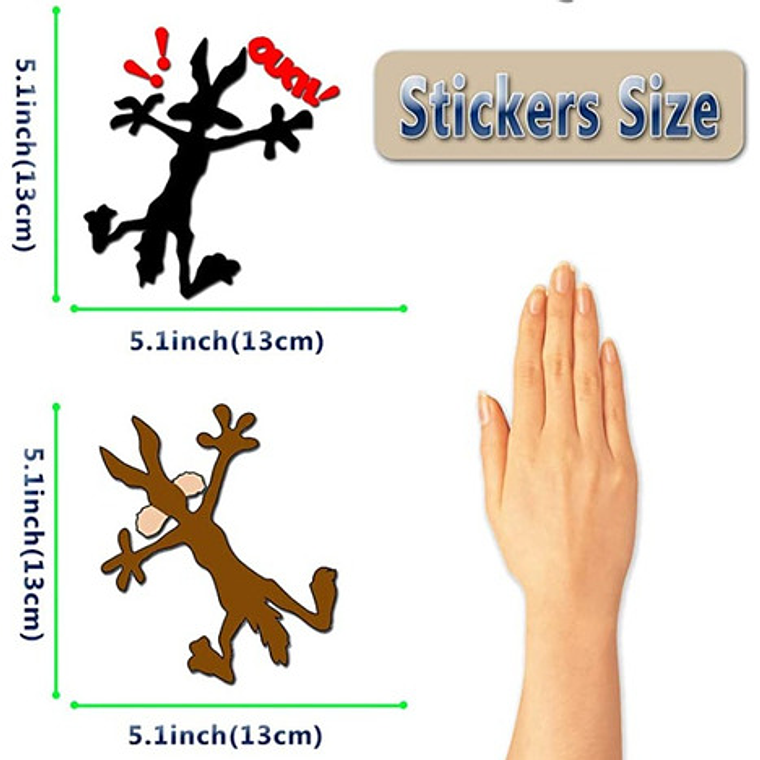 Pack 2 Stickers Autoadhesivos Coyote Del Correcaminos Auto 3