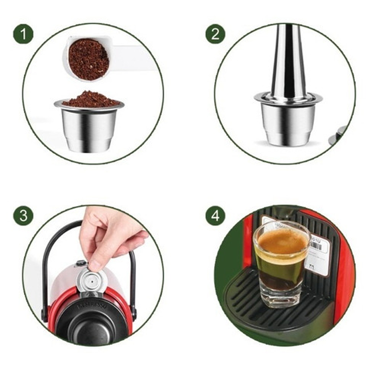 2 Cápsulas Reutilizables Acero Para Nespresso +apisonador Y+ 10