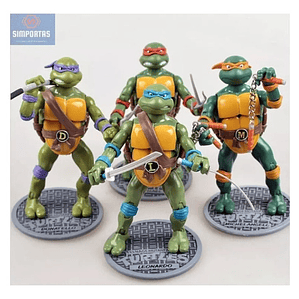 Set Tortugas Ninja Clásicas Articuladas 16cm Armas Calidad