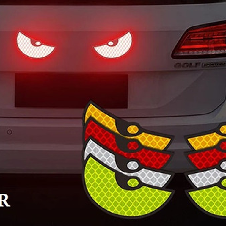  Stickers 3d Par Ojos Reflectantes Autoadhesivo Auto Tunning 1
