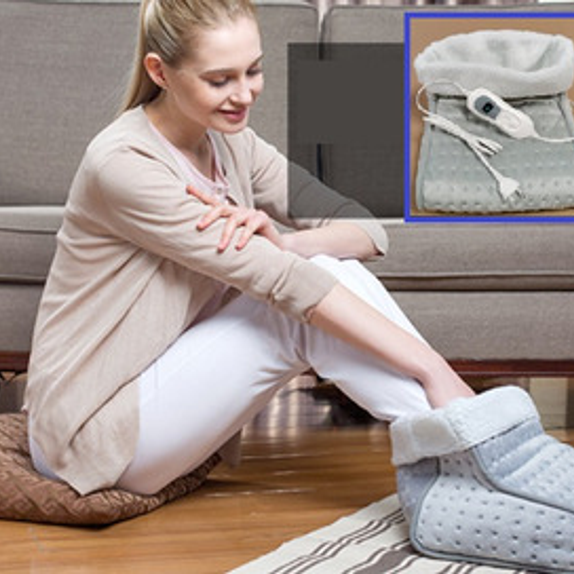 Calienta Pies Suave Sherpa Premium Único Con Mando Y En Caja 1